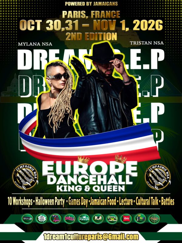 Affiche officielle One Dream One Culture 2026 à Paris avec Mylana NSA et Tristan NSA, Europe Dancehall King & Queen.